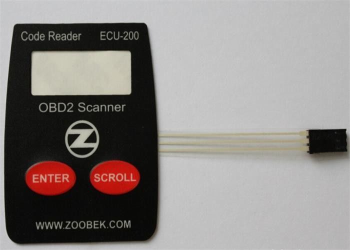 OEM 2 Keys Tactile Membrane Switch Panel For Security System , Silk Screen Printing