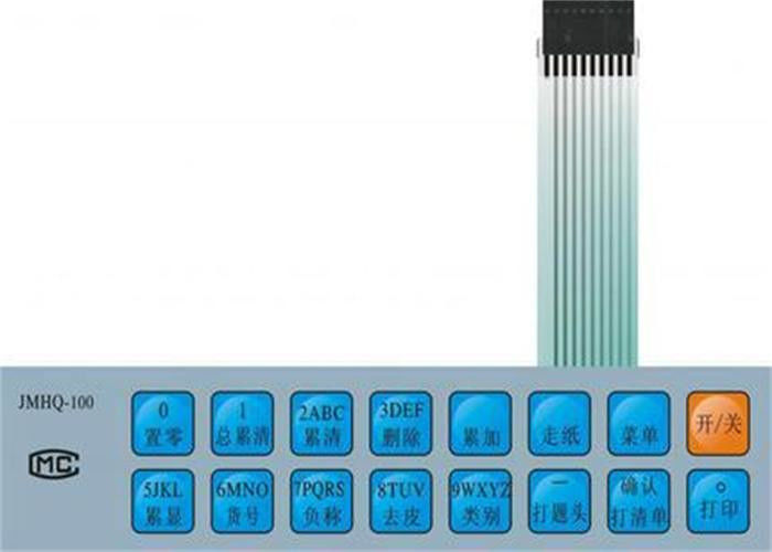 PC / PET Flexible Keypad Membrane Switch Embossed Rich Colors Heat Resisting